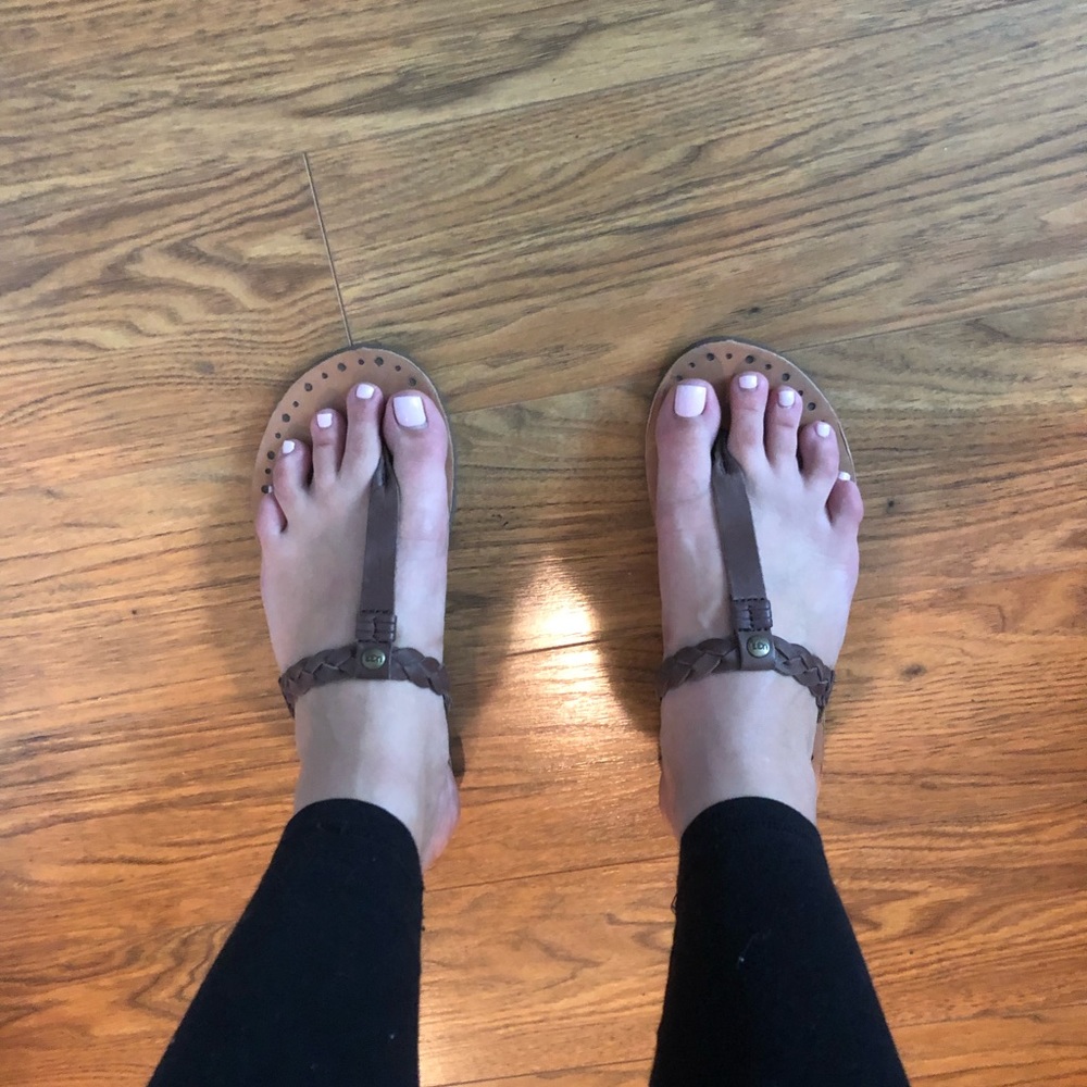 NEW Ugg Chocolate Leather Flip Flop